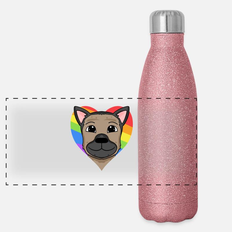 LGBT Hund Deutscher Schäferhund Regenbogen Panorama Glitzer Isolierflasche 500 ml