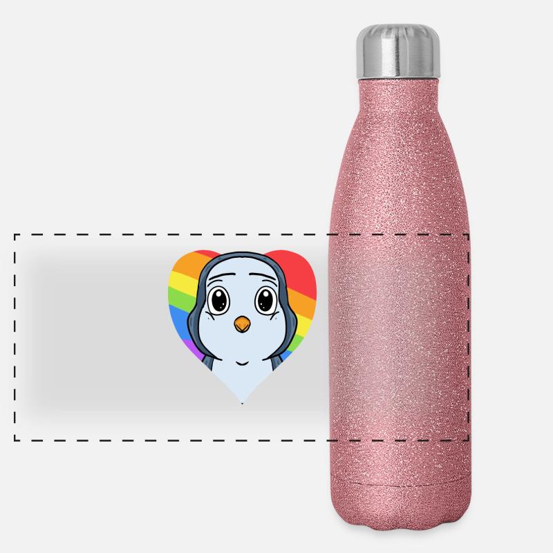 Pinguin Lgbt Regenbogen Farben Panorama Glitzer Isolierflasche 500 ml