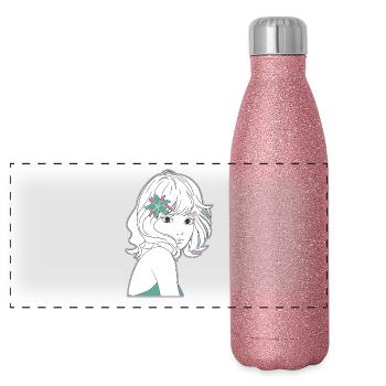 Manga Girl Anime - Gourde isotherme panoramique pailletée 500 ml - paillettes roses - Devant