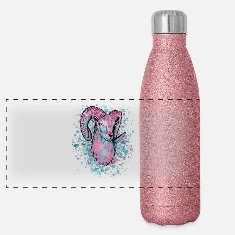 Widder Vaporwave Panorama Glitzer Isolierflasche 500 ml