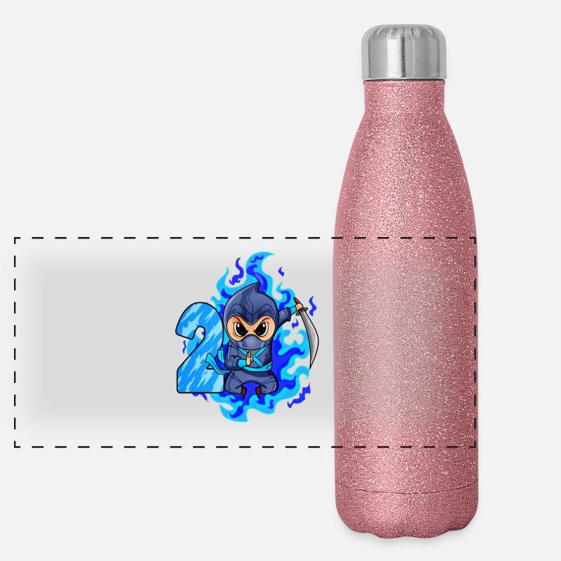 2ème anniversaire garçon 2 ans ninja Gourde isotherme panoramique pailletée 500 ml