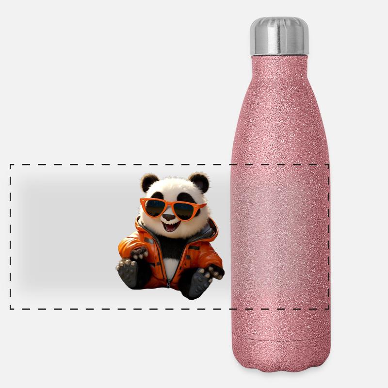 Panda Bear Lunettes de soleil Pandas Love Cute Panda Bear Gourde isotherme panoramique pailletée 500 ml