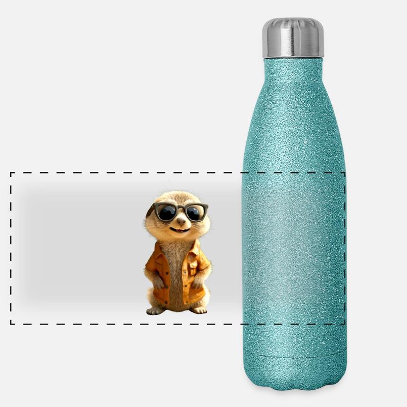 Lunettes de soleil suricate mignon amant de surikate Gourde isotherme panoramique pailletée 500 ml