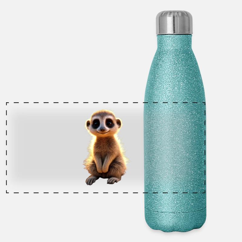 Erdmännchen Tierliebhaber Süßes Surikate Mangusten Panorama Glitzer Isolierflasche 500 ml