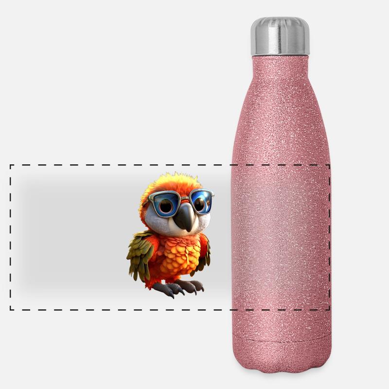 Perroquet Ara Perruche Cacatoès Perroquet Perroquets mignons Gourde isotherme panoramique pailletée 500 ml