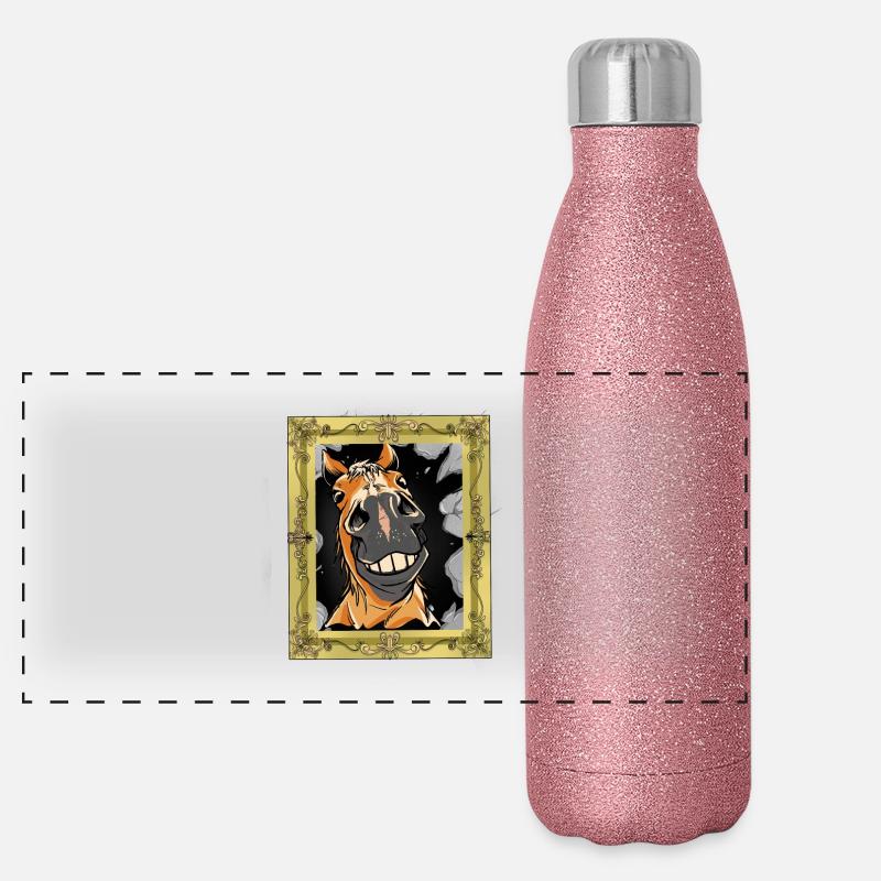 Pferdekopf Pferd Pferde Ross Gaul Hengst Panorama Glitzer Isolierflasche 500 ml