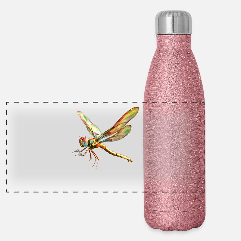 Libellule Libellule Ailes Colorées Libellules Mignonnes Gourde isotherme panoramique pailletée 500 ml