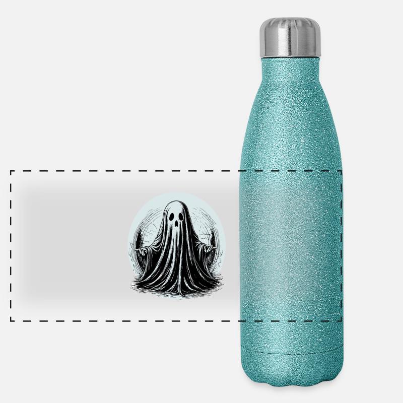 Fantastisches grafisches Geisterdesign Panorama Glitzer Isolierflasche 500 ml