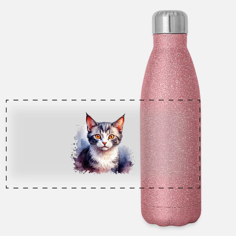Schönes Katzendesign Panorama Glitzer Isolierflasche 500 ml