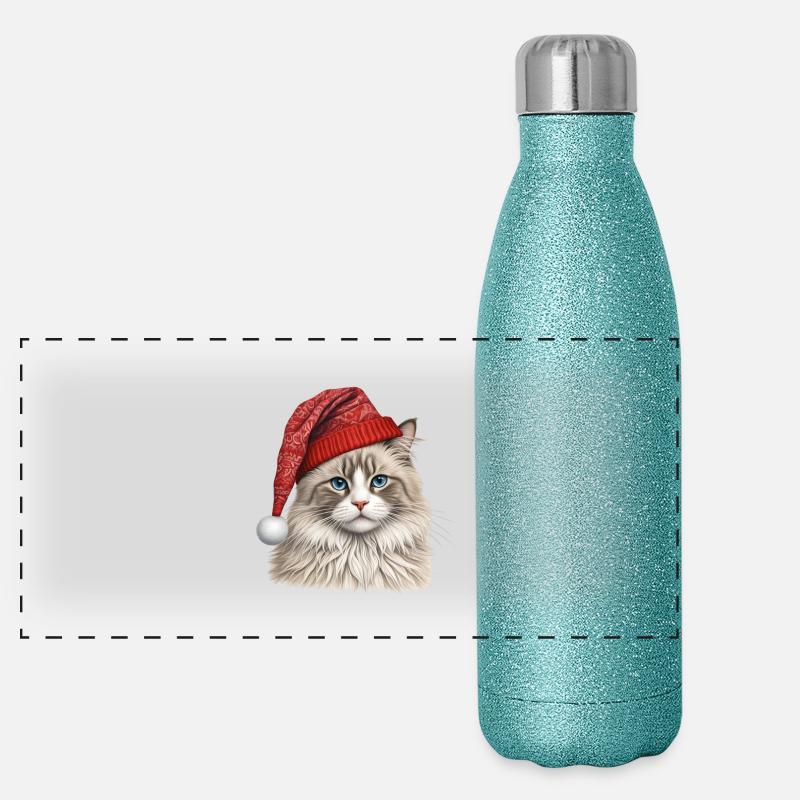 Christmas ragdoll cat Panoramic Glitter Thermal Bottle 500 ml