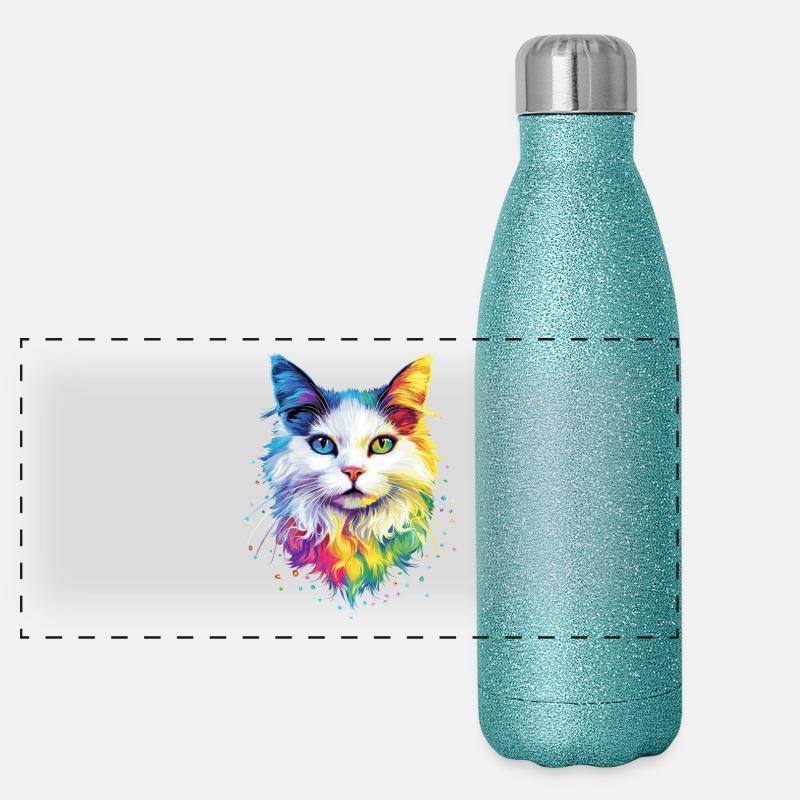 Chat Angora Blanc Chat Angora Chats Angora Mignons Gourde isotherme panoramique pailletée 500 ml