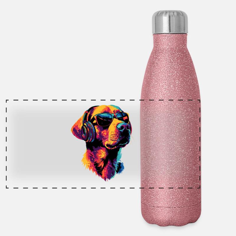 Labrador Retriever Hund Liebe Junge Süße Labradore Panorama Glitzer Isolierflasche 500 ml