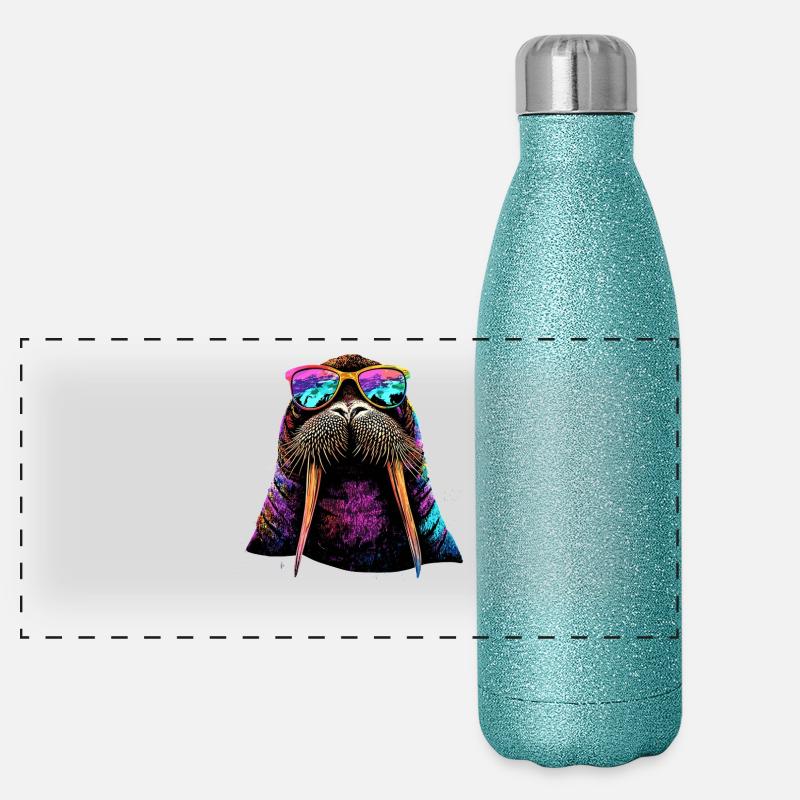 Walross Stoßzähne Robbe Wilde Pazifische Walrosse Panorama Glitzer Isolierflasche 500 ml