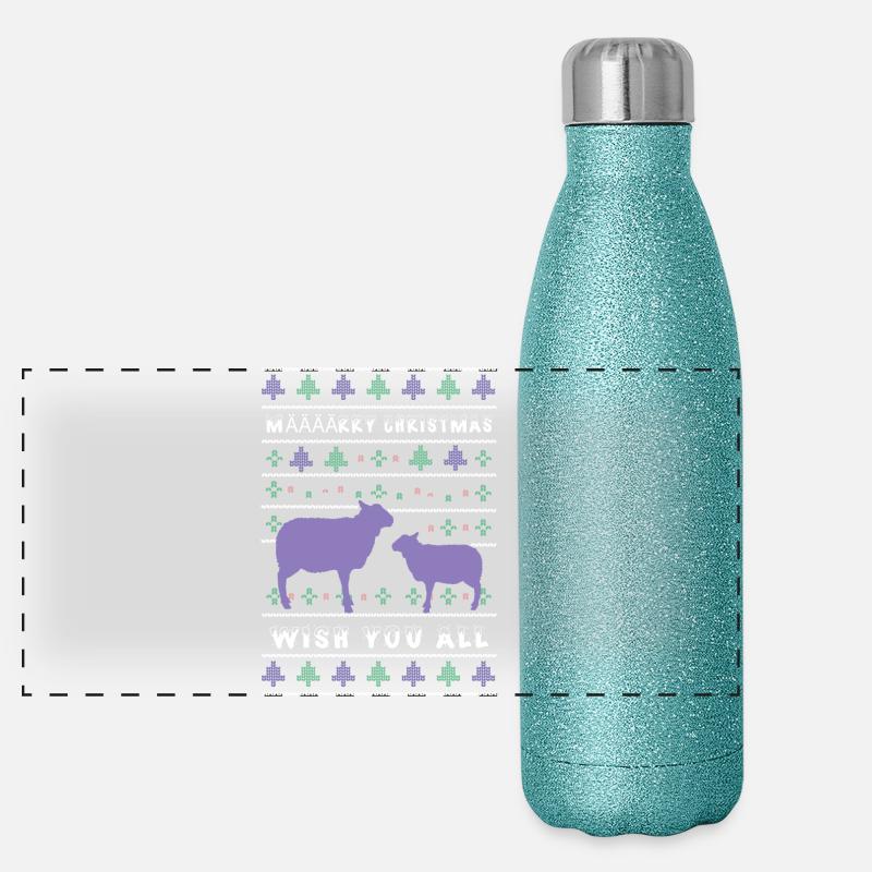Määäärry Moutons de Noël Gourde isotherme panoramique pailletée 500 ml