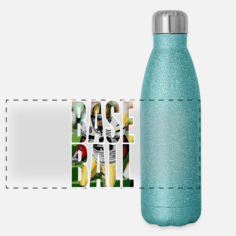 BASEBALL Panorama Glitzer Isolierflasche 500 ml