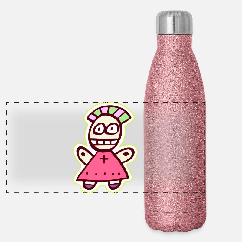 Puppe Punk Voodoo süß und freaky Symbol Panorama Glitzer Isolierflasche 500 ml