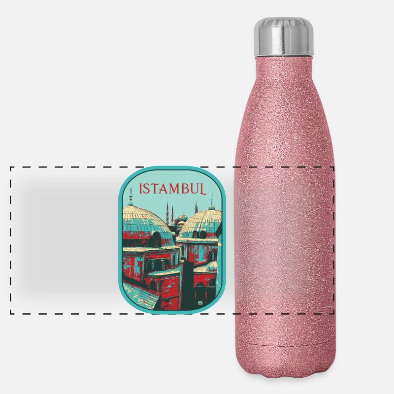Majesté d'Istanbul: Mosquée sublime Gourde isotherme panoramique pailletée 500 ml
