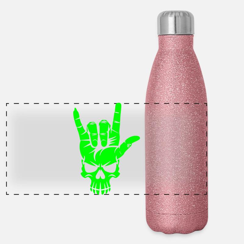 Rock n Roll Crâne Main Gourde isotherme panoramique pailletée 500 ml