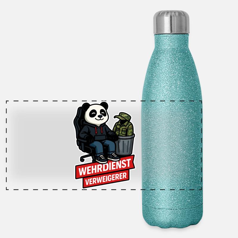 Refuse Military Service Panda Peace Design Panoramic Glitter Thermal Bottle 500 ml