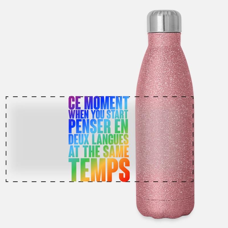 Motif de pensée multilingue en dégradé de couleurs Gourde isotherme panoramique pailletée 500 ml