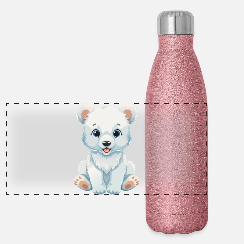 Cute Polar Bear Panorama Glitzer Isolierflasche 500 ml