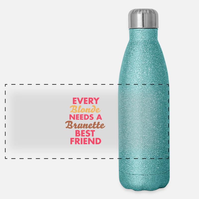 every blonde needs a brunette best friend Gourde isotherme panoramique pailletée 500 ml