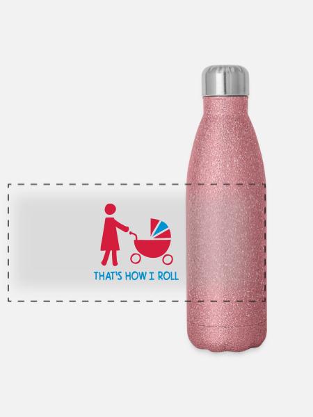 Mama - Panorama Glitzer Isolierflasche 500 ml - Pink Glitzer - Vorne