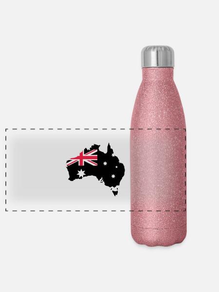 Australia - Gourde isotherme panoramique pailletée 500 ml - paillettes roses - Devant