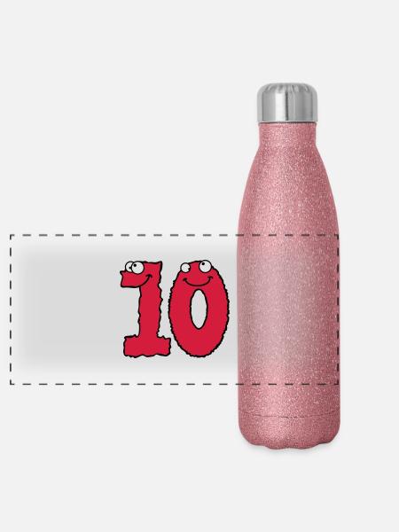 Drôle 10 dix monstres comiques - Gourde isotherme panoramique pailletée 500 ml - paillettes roses - Devant