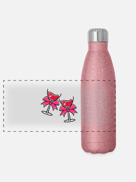 glases wine - Panorama Glitzer Isolierflasche 500 ml - Pink Glitzer - Vorne