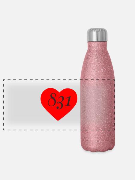 831 Heart 2 - Panoramic Glitter Thermal Bottle 500 ml - pink glitter - Front