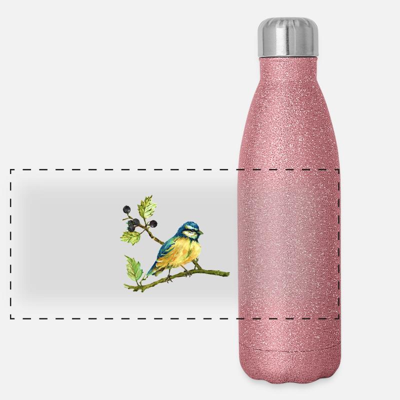 Bunter Vogel Panorama Glitzer Isolierflasche 500 ml