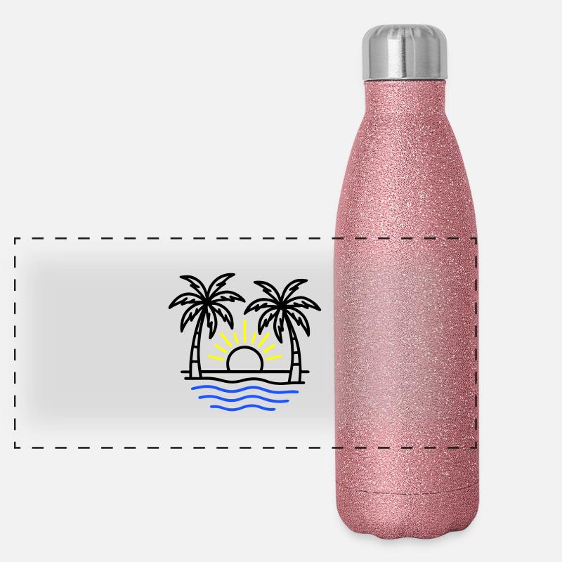 Sommer Palmen Strand Panorama Glitzer Isolierflasche 500 ml