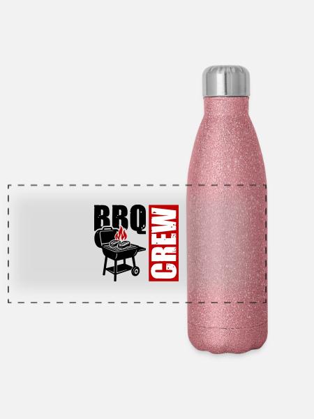 Grill Crew BBq - Panorama Glitzer Isolierflasche 500 ml - Pink Glitzer - Vorne