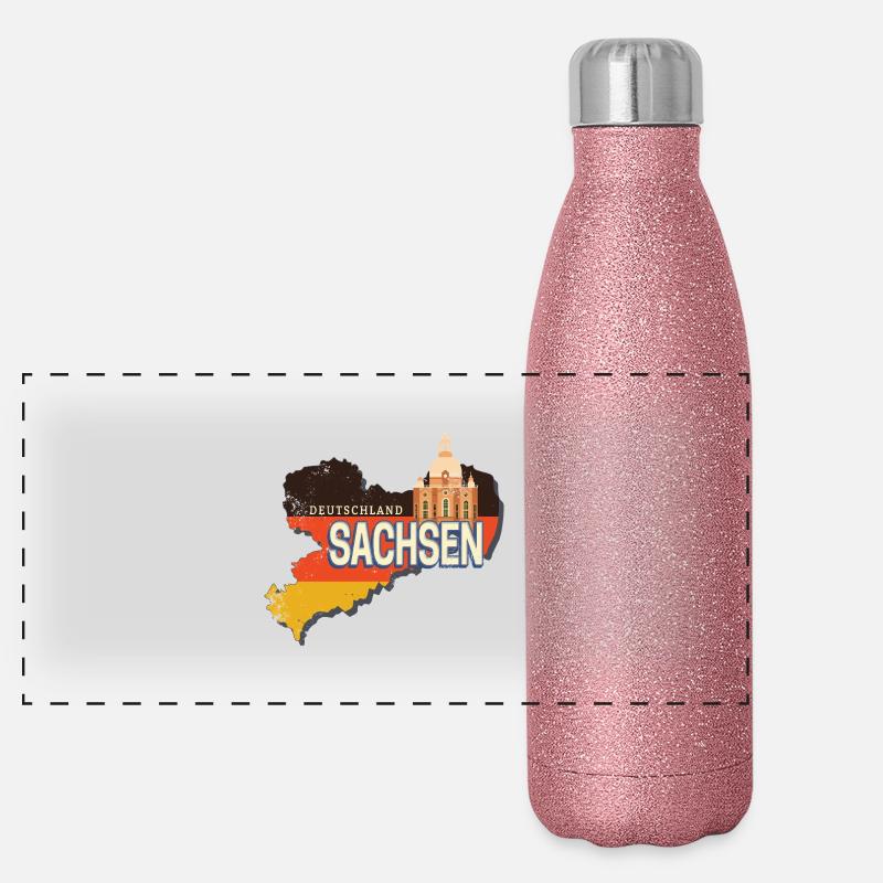 Saxe Allemagne Rétro Carte de l’État Gourde isotherme panoramique pailletée 500 ml