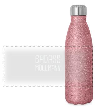 Éboueur Dur à cuire - Gourde isotherme panoramique pailletée 500 ml - paillettes roses - Devant