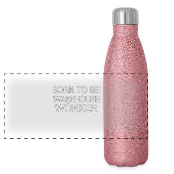 Magasinier né pour être - Gourde isotherme panoramique pailletée 500 ml - paillettes roses - Devant