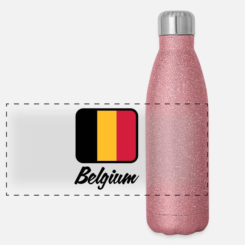 Drapeau national de Belgique Gourde isotherme panoramique pailletée 500 ml