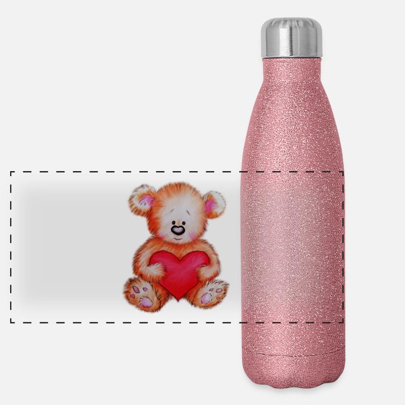 Herzbär Panorama Glitzer Isolierflasche 500 ml