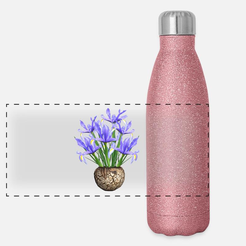 fleurs lys tulipes orchidées ger dahlia de tournesol Gourde isotherme panoramique pailletée 500 ml