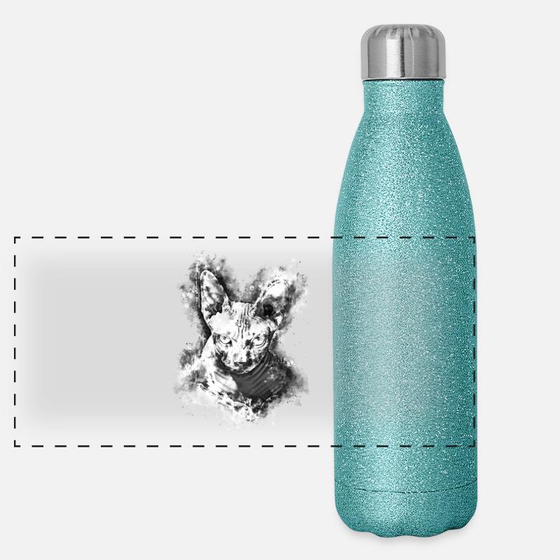 gxp sphynx chat de la hoelle couleur d’eau blanc Gourde isotherme panoramique pailletée 500 ml