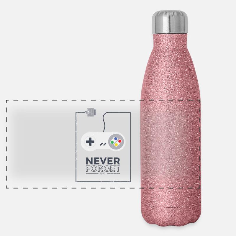 Super Console Gaming - Never Forget Retro 1990 Gourde isotherme panoramique pailletée 500 ml