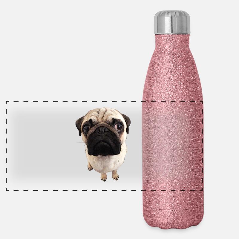 Pug views Panoramic Glitter Thermal Bottle 500 ml