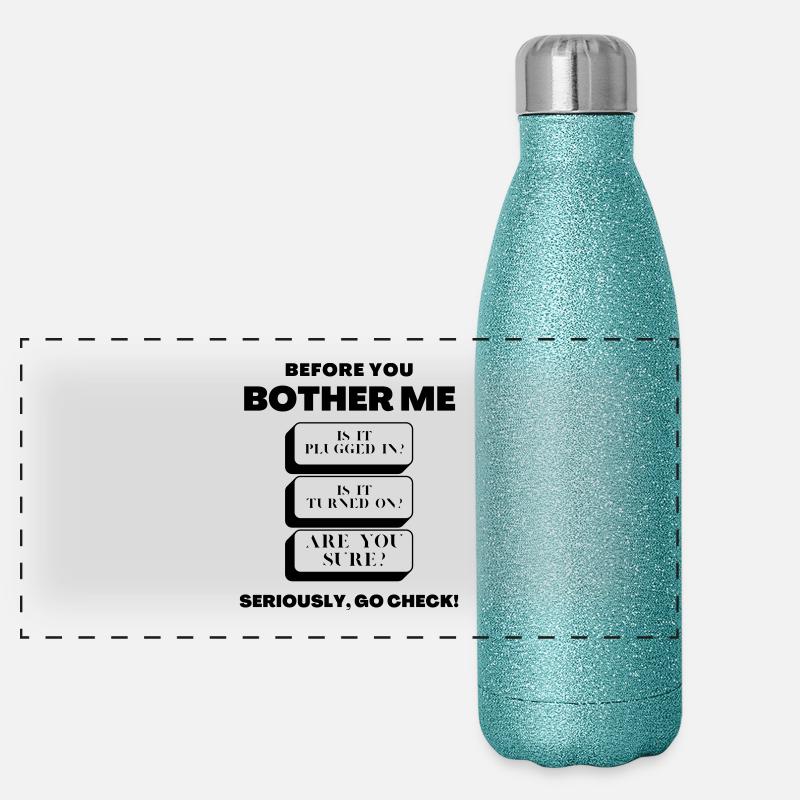 Before You Bother Me Funny Tech Support Checklist Panoramic Glitter Thermal Bottle 500 ml