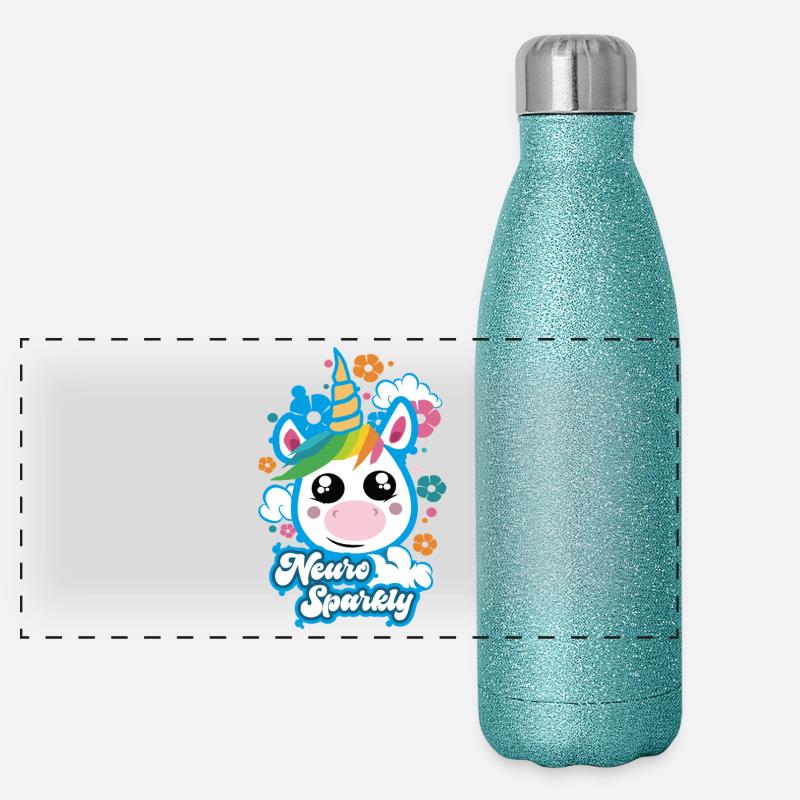 Neuro Sparkly Süßes Einhorn Panorama Glitzer Isolierflasche 500 ml