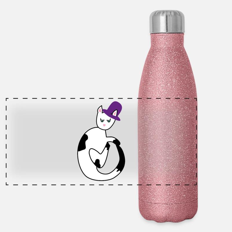 Chat avec chapeau Abstraction Gourde isotherme panoramique pailletée 500 ml