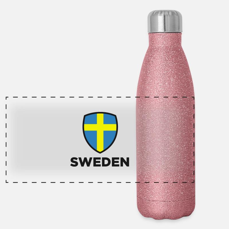 Drapeau national de la Suède Gourde isotherme panoramique pailletée 500 ml