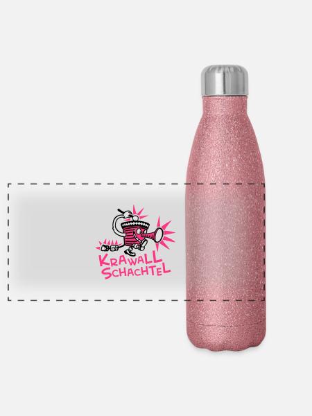 krawallschachtel in Bunt - Panorama Glitzer Isolierflasche 500 ml - Pink Glitzer - Vorne
