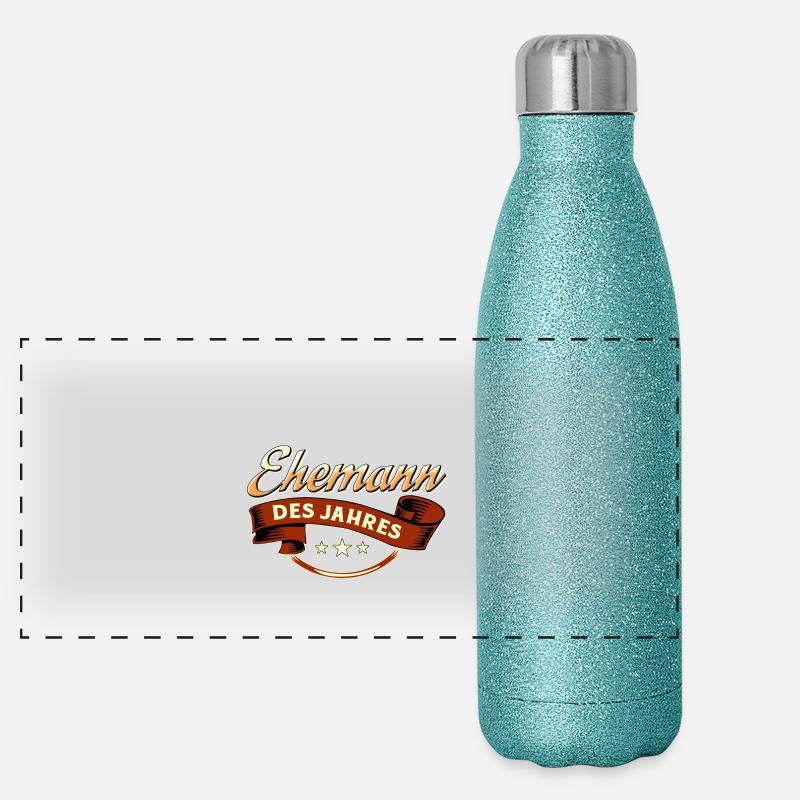Ehemann des Jahres RAHMENLOS Geschenk Panorama Glitzer Isolierflasche 500 ml