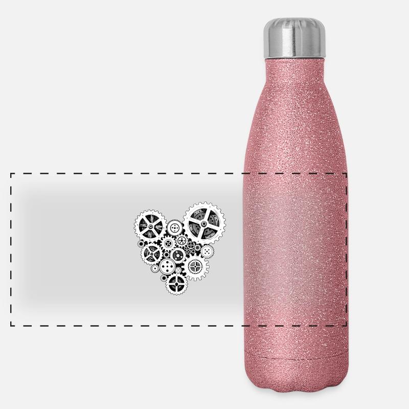 steampunk heart Panorama Glitzer Isolierflasche 500 ml